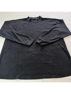 Cotton Traders Mock Neck Men's Black Cotton Sweatshirt Long Sleeve Size L